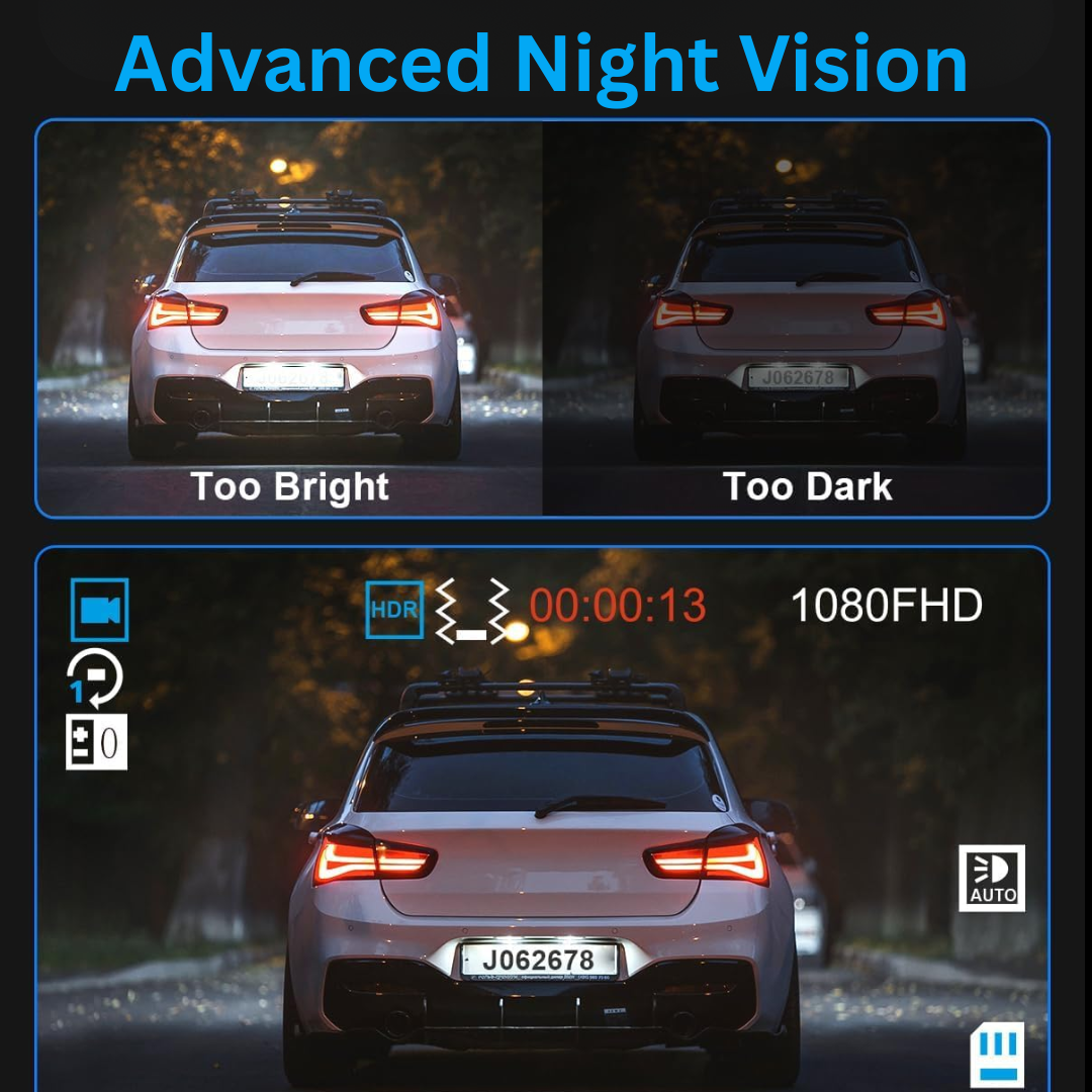 DriveSecure 3-Channel 1080p HD Front, Cabin, and Rear Dash Cam