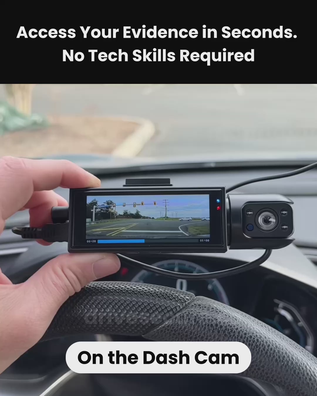 DriveSecure 3-Channel 1080p HD Front, Cabin, and Rear Dash Cam